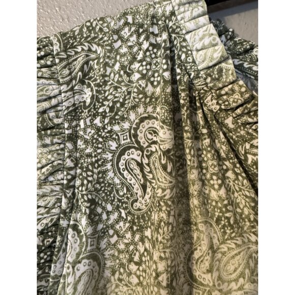 Michael Kors Shift Dress 2X Green Ivory Paisley Sleeveless Stretch Summer - Picture 10 of 11
